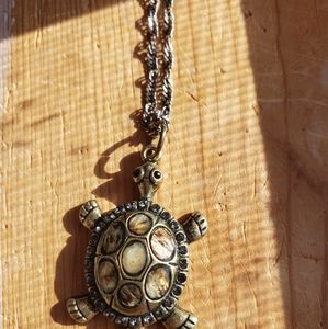 Beachy real silver turtle necklace